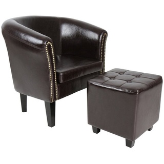 MIADOMODO Chesterfield-Sessel Chesterfield Sessel Hocker Loungesessel Clubsessel Cocktailsessel braun