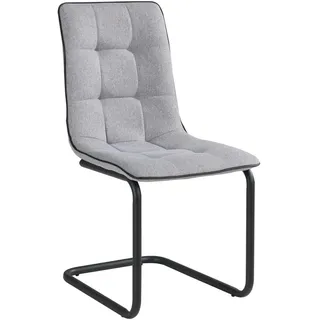 Esszimmerstuhl Freischwinger Schwingstuhl Küchenstuhl Webstoff Hellgrau Modern