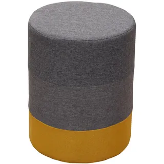 Mobili Rebecca Pouf Gepolstert Stoff 35 x 45 x 35 cm Gelb/Grau