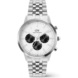 Daniel Wellington Herrenuhr Daniel Wellington Iconic Arch 5-Link Off- Weiß Panda Silber Chronograph Herren DW-DW00100872 - Silber
