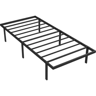 HOMCOM Metall-Bettgestell mit Stauraum, 35,5 cm hoch, geräuscharm, kein Lattenrost erforderlich, einfache Montage, 90 x 200 cm, Schwarz   Aosom