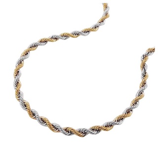 Schmuck Krone Goldkette 2,8mm Kordelkette Halskette Collier 14Kt 585 Gold Weißgold Rotgold bicolor 45cm, Gold 585