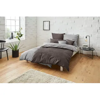 Bruno Banani Wendebettwäsche Merlin in Gr. 135x200 oder 155x220 cm, Linon, 2 teilig, Baumwollbettwäsche, Leinen-Look in Melange-Optik grau