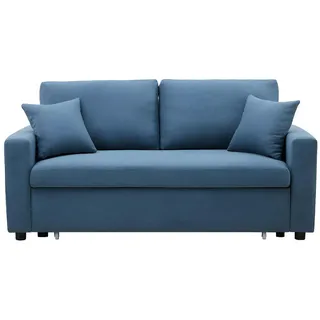 Vente-Unique Schlafsofa, Blau, Textil, Uni, 3-Sitzer, 168x85x101 cm, Wohnzimmer, Sofas & Couches, Schlafsofas