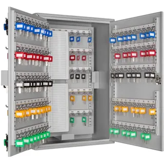 Schlüsselschrank, für 250 Schlüssel | Schlüsselschrank aus Stahlblech, 250 Schlüsselhaken, 2 Zwischenwände, abschließbar, Grau, 550 × 380 × 205 mm