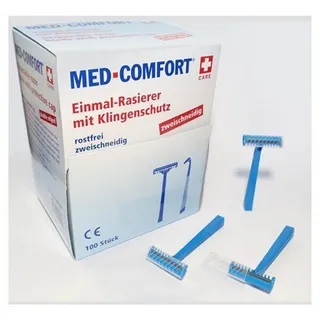 AMPri Med Comfort Einmalrasierer Einwegrasierer Doppelklinge Blau 100 Stück