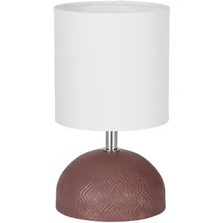 EGLO Tischlampe Romanoro, kleine Keramik Nachttischlampe, 19,5 cm hoch | Tischleuchte aus strukturierter Keramik in Rosa mit Stoff Lampenschirm in Weiß, Tisch Lampe Deko mit E14 Fassung