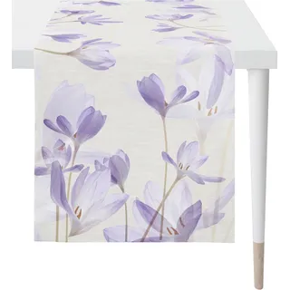 APELT Tischläufer APELT "6508 SPRINGTIME, Frühjahrsdeko, Frühling", lila (flieder, grau, weiß), B:48cm L:140cm, Baumwolle, Polyester, Tischdecken, Digitaldruck