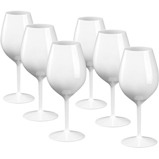 Doimoflair Weingläser aus Kunststoff bruchsicher Weinbecher Sektgläser Plastik Weiß 51 cl. Set 6 Stück
