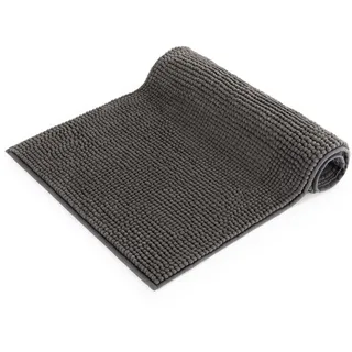 Blumtal Badematte Chenille weicher Badezimmerteppich, strapazierfähig, rutschfest, Polyester, Läufer, 40°C maschinenwaschbar grau Läufer | 50 cm x 80 cm