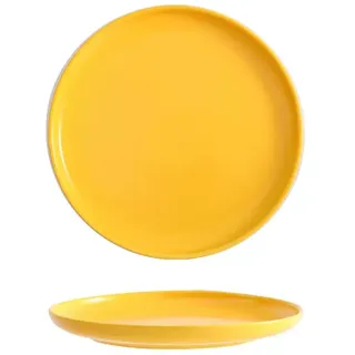 Einfache Persönlichkeit 10in/26cm Keramik Essteller Sushi Obst Salatteller Hotel Restaurant Tablett Flacher Teller (Color : Yellow)