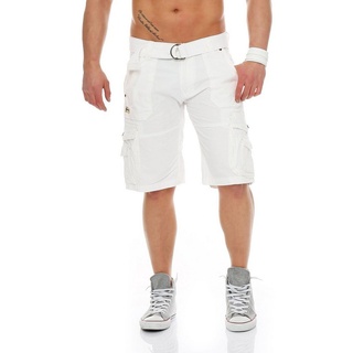 Geographical Norway Cargoshorts Herren Shorts PARACHUTE (mit abnehmbarem Gürtel) Shorts, kurze Hose, unifarben weiß