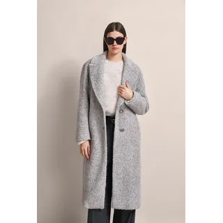 Kurzmantel BUGATTI, Damen, Gr. 42, grau (hellgrau), 47% Wolle, 28% Polyester, 25% Polyacryl, unifarben, casual, comfort fit, Langarm normaler Saum, Mäntel, mit leicht überschnittener Silhouette