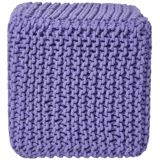 STRICK-POUF lila, Sitzwürfel 35/35/35 cm