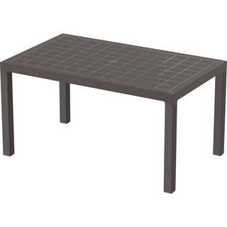 Duramax Zedernholz-Kunststofftisch, 6-Sitzer, Garten-Sonnenschirmhalter, für drinnen und draußen, rechteckiger Esstisch, Terrassenmöbel, robust und langlebig, UV-beständig und wetterfest, Braun