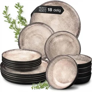 Moritz & Moritz Vida Tafelservice 18-tlg. für 6 Personen beige/schwarz