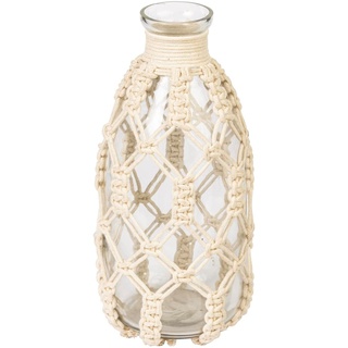 Deko-Vase Linda - mit Makramee - Boho Style - Glas, Baumwolle - ca. H25 cm