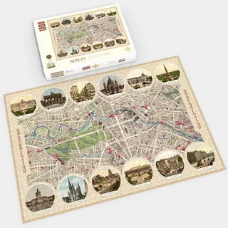 Atlas Puzzle 1000 Teile - Berlin 1900 - Historischer Stadtplan und Ansichten von Berlin