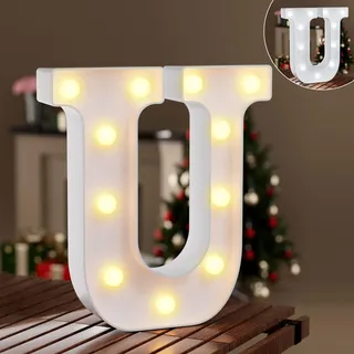 LED Buchstaben Lichter Alphabet, Ledido Leuchtbuchstabe mit Warmes & Kaltes Weiß, LED Brief Beleuchtung Buchstaben Nacht Lichter Dekoration für Geburtstagsfeier, Hochzeit, Kinderzimmer, Buchstaben U