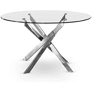 Menzzo Runde und ovale Tische, Glas, Chrom, L130 x P130 x H70 cm
