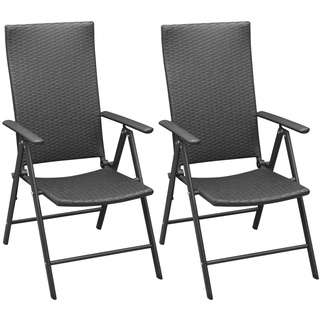 Gute Qualität!!Stapelbare Gartenstühle Esszimmerstühle Industrial-Look,Gartensessel Campingstuhl 2 Stk. Poly Rattan Schwarz HOMECHIC 55 x 64 x 1...