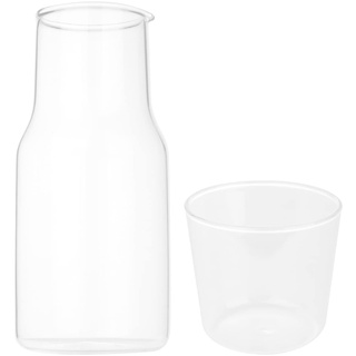 TOPBATHY 1 Set 360ML Glaskaraffe Wasserkaraffe mit Tumbler-Glas, für den Nachttisch Karaffe Glas Transparenter Glaskrug, praktische Glastopf, Teekanne, Milchtasse Soda Streamt Flaschen