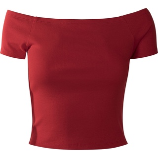 Urban Classics T-Shirt - Ladies Off Shoulder Rib Tee - XS bis XL - für Damen - Größe XL - rot - XL
