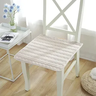 ETULLE Modernes Stuhlkissen, quadratisch, dünnes Stuhlkissen, Komfortables weiches Sitzkissen, Heim-Esszimmer-Sitzbezug mit Bändern, waschbares Sitzkissen aus Baumwolle-Beige 1 Stück 45 x 45 cm (18