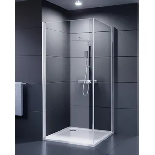 DUSCHMEISTER Glas-Duschkabine 75x75cm Chrom – Eckdusche Eckeinstieg Drehtür, 6mm ESG Sicherheitsglas mit Nano-Clean Beschichtung, Hebe-Senk-Mechanismus, verschiedene Größen
