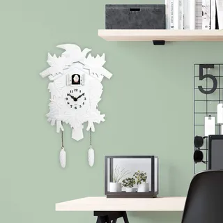 WALPLUS Kuckucksuhr – Weiß Home DIY Dekoration Büro Zubehör minimalistisches Design Schlafzimmer Dekor stilvoll Wohnzimmer Geschenkideen leicht