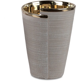 Dekoratives Dekogefäß Steckschale Blumenvase Dekovase Vase 18cm Sand-Gold - ohne Deko