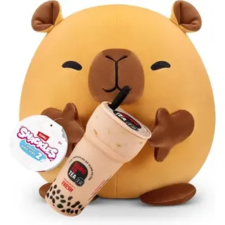 ZURU 77573D - Snackles Capybara Wasserschwein in Braun mit Kung-Fu-Bubble-Tea, Serie 2 - Kuscheltier (35 cm)