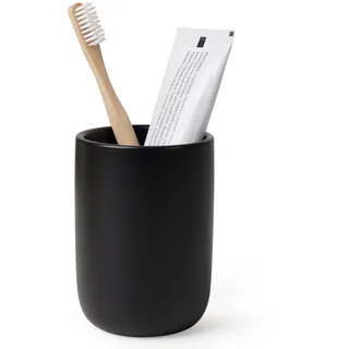 Bosilunlife Zahnputzbecher Schwarz Zahnbürstenhalter, Keramik Zahnbürstenhalter & Badezimmerbecher, einfacher Stil Zahnputz Tasse für Zahnbürste und Zahnpasta, Pinselhalter Ø 8,1x 11,2 cm
