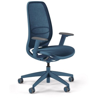 sedus Bürostuhl se:air: Bürostuhl aus Netzmembran mit Mulitfunktionsarmlehnen, (automatischer Gewichtsanpassung und Lordosenstütze, Zeitloses und filigranes Design) blau