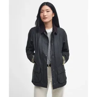 Barbour für Damen. LWX0667 Gewachste Beadnell-Jacke schwarz (M), Lässig, Baumwolle