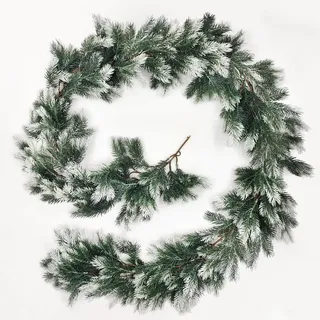 SHEPIN Weihnachtsgirlande Girlande 195CM Weihnachten Kieferngirlande Tannengirlande Künstlich wie echt für Treppen Tisch Wand Türrahmen, Weihnachtsdeko für Innen & Outdoor(Weißes Weihnachten)