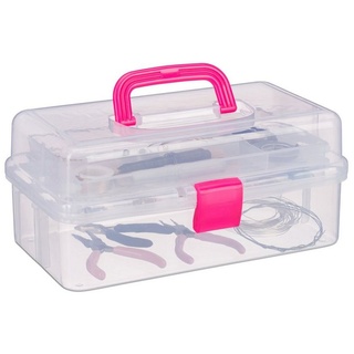 relaxdays Aufbewahrungsbox Transparente Plastikbox, Pink
