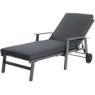 Sunfun Maja Gartenliege  (B x T x H: 170,5 x 63,5 x 102 cm, Aluminium, Anthrazit, Rollbar)