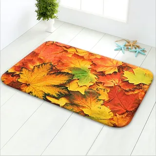 LIVILAN Herbst-Badezimmerteppich, Herbst-Badematte, dicker, weicher Memory-Schaum, rutschfester Badezimmerteppich, dekorativer Badteppich, maschinenwaschbar, Herbstdekoration, 40,6 x 61 cm, Herbstlaub