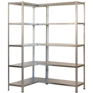 SimonRack Simoncorner schraubenloses Metallregal 10 Böden. Farbe VERZINKT 2000x1300x300 mm