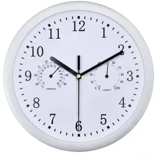 Wanduhr Außen Outdoor, 10 Zoll Funk-Wanduhr Wetterbeständig, Retro Gartenuhr Wetterfest Mit Thermometer Und Hygrometer, Outdoor Wasserdichte Uhren Für Garten, Terrasse, Schwimmbad, Badezimmeruhr