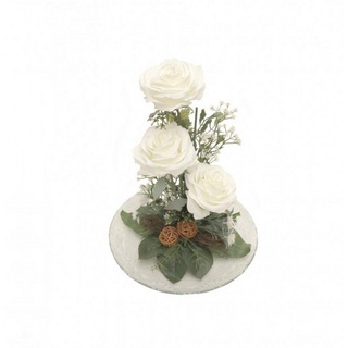 Gestecke Tischgesteck Kunstblumen Tischdeko künstliche Blumen 339 Rose, PassionMade, Höhe 32 cm, Tischdeko Blumengesteck künstlich weiß