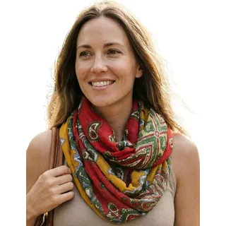 Sunsa Damen Loop Schal. 100% Baumwolle Schlauchschal für Frühlings/Sommer. | Loopschal mit farbenfrohen Design in bunt. Tücher und Schals als Frauen Geschenk. Damenschal weich - circa Durchmesser ca.: 89 cm, Breite ca.: 54 cm