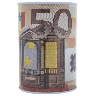 Spardose Metall Euro Design 50€ Geldscheine Motiv Sparbüchse Kinder Erwachsene