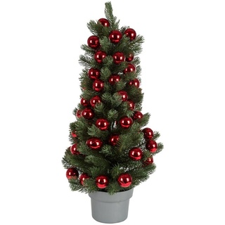 elbmöbel Künstlicher Weihnachtsbaum weihnachtsbaum künstlich rote Kugeln Tannenbaum Christbaum dichte Zweige, Tannenbaum, inklusive Topf und Christbaumkugeln grün Ø 20 cm x 60 cm