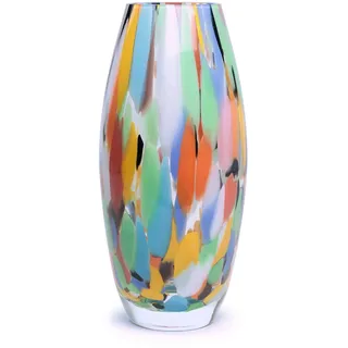 Cá d'Oro Glasvase, mehrfarbiges Konfetti, mundgeblasenes Murano-Stil, Kunstglas für Blumen und Dekoration, Modell Oliva G