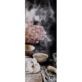 artissimo Glasbild Glasbild 30x80cm Bild Glas Küche Küchenbild hoch modern schwarz weiß, Moderne Food-Fotografie: Kochen & Backen IV beige|grau
