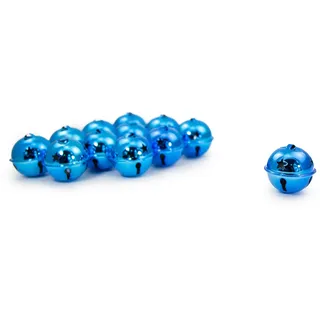 Oblique Unique® 12x Metall Weihnachtsglöckchen Glocken - 40mm - als Tischdeko Weihnachtsbaum Deko Geschenk Dekoration Weihnachtsdeko - Farbe wählbar (Blau)