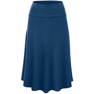 Graceyo Damen Rock Lange Elastischer Strertchy Maxi Rock Einfarbig Täglich Midirock A Linie Faltenrock Elegant Röcke Freizeitrock Damen Hohe Taille Retro Swing Rock Casual Skirt