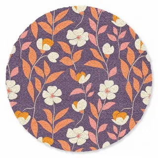 OnlyWow Teppich Rund Boho - Vintage - Lila, Rechteckig, Wohnzimmer, Schlafzimmer, Kurzflor 90x90 cm lila 90 cm x 90 cm